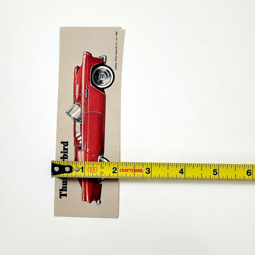 Vintage 80s red Thunderbird paper bookmark sports car 1988 Highsmith 32694